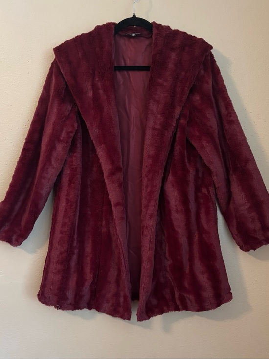 Slinky Brand Jackets & Blazers - Faux Burgandy Mink Coat
